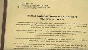 Membertou First Nation - FMS Certificate